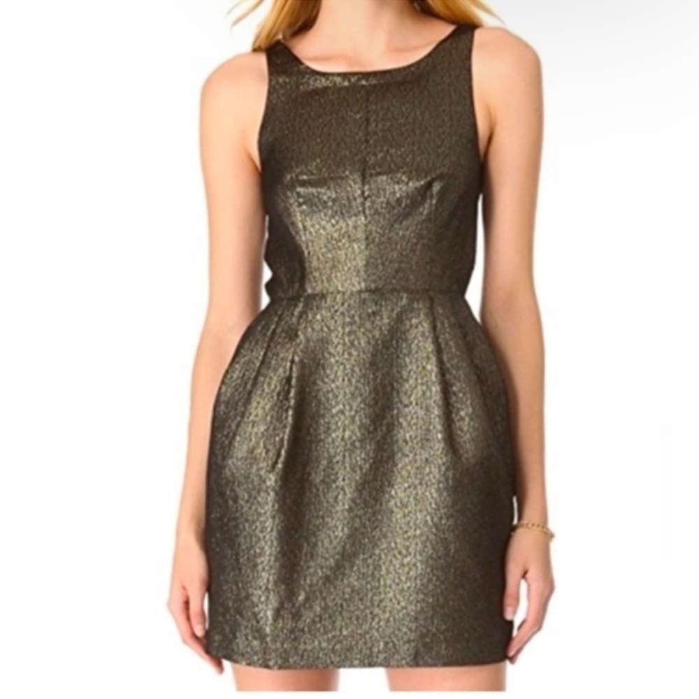 Club Monaco silk party gold lanna mini dress size 0